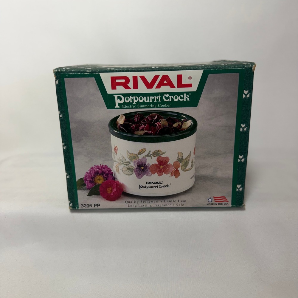 Potpourri Crock Pot Vintage Rival Electric Simmering Cooker Pansy Floral NIB